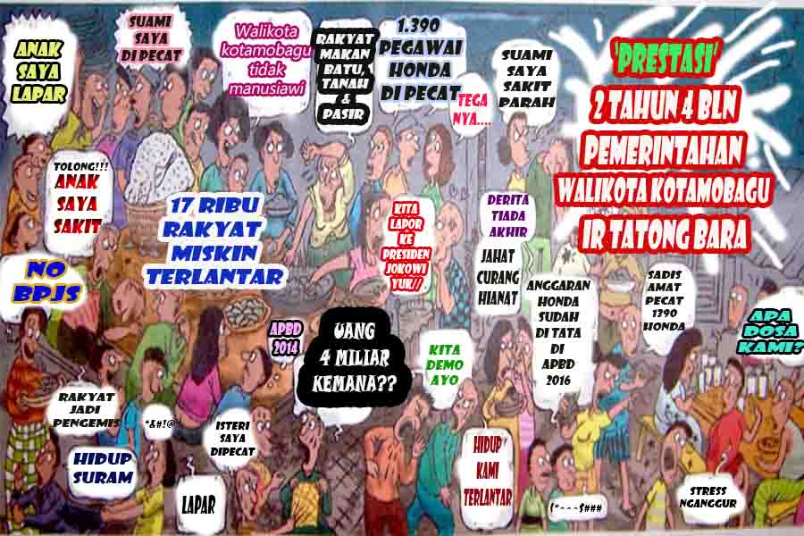 Karikatur Ilustrasi Jeritan Rakyat Kota Kotamobagu Semasa 2,4 Tahun Pemerintahan Walikota Kotamobagu Ir Tatong Bara