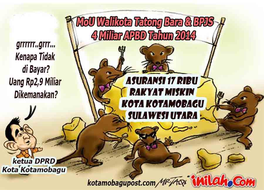 karikatur dugaan korupsi anggaranBPJS oleh Dinas Kesehatan Kota Kotamobagu.