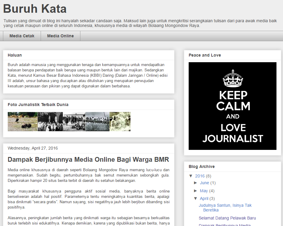 blogspot gratisan tampil bagai superbody PERS untuk mengabdikan diri pengkritik media massa di Bolmong Raya. 